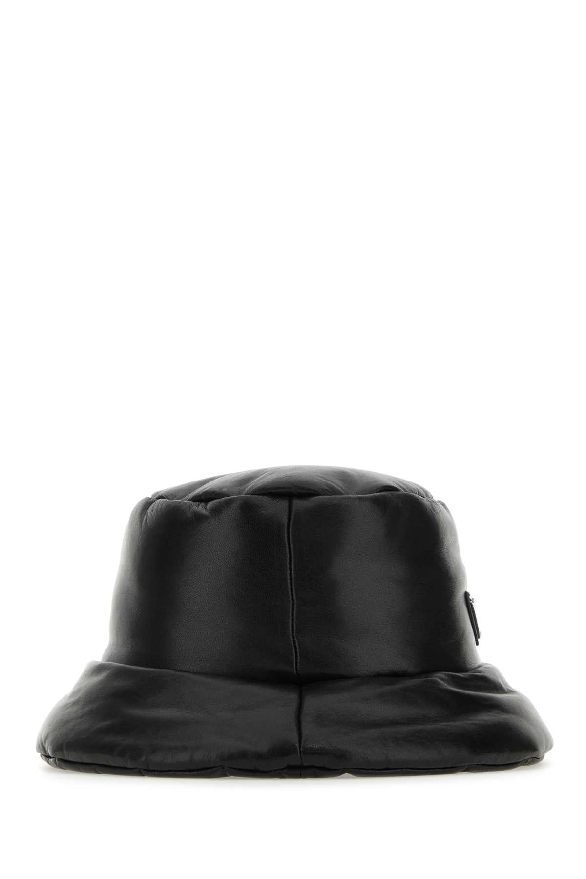 Prada Women Black Nappa Leather Padded Hat - 3