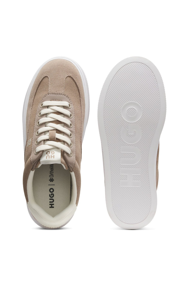 SUEDE TRAINERS WITH STACKED LOGOS 3