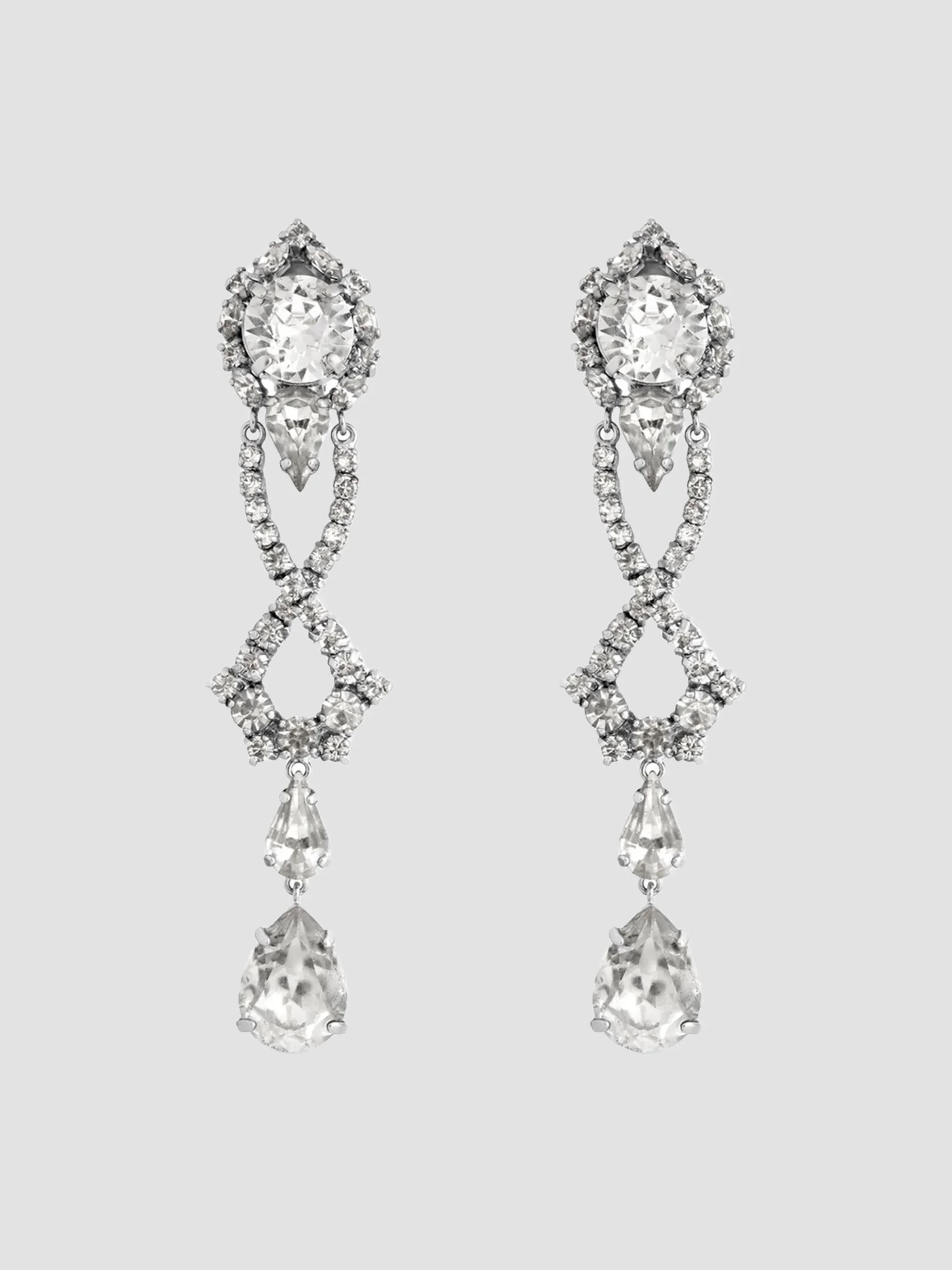 Men's Palazzo Long Earrings - Antique Silver - 1