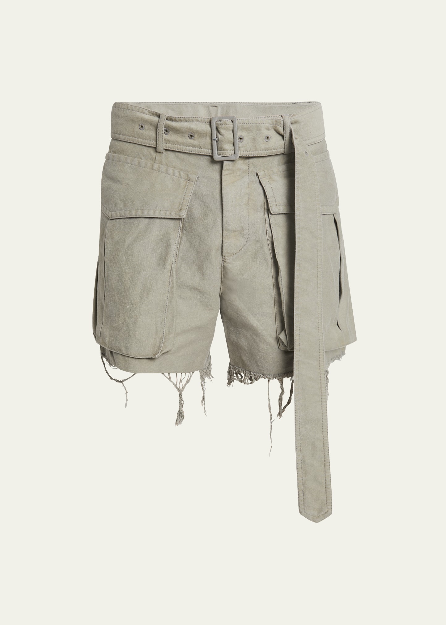 Men's Garment-Dyed Heavy Cotton Frayed Cargo Shorts - 1