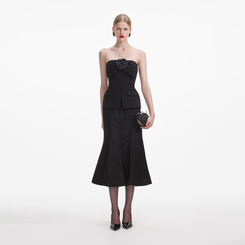 Black Crepe Corsage Top 1