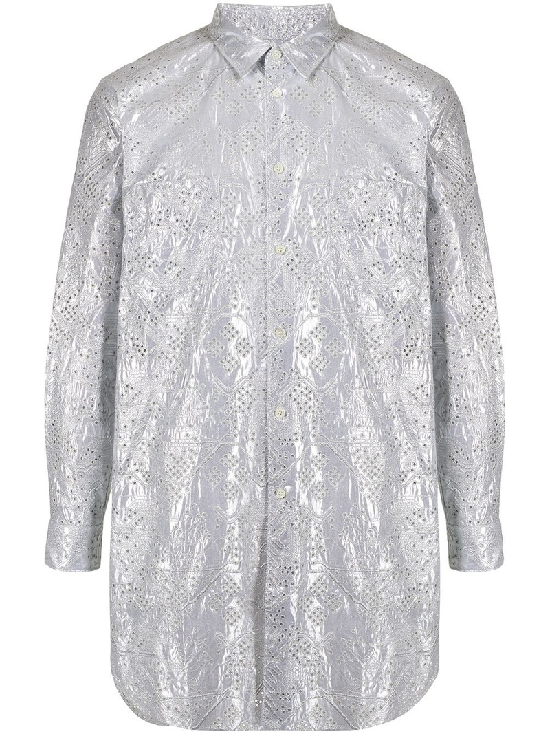 perforated-detail long shirt 1