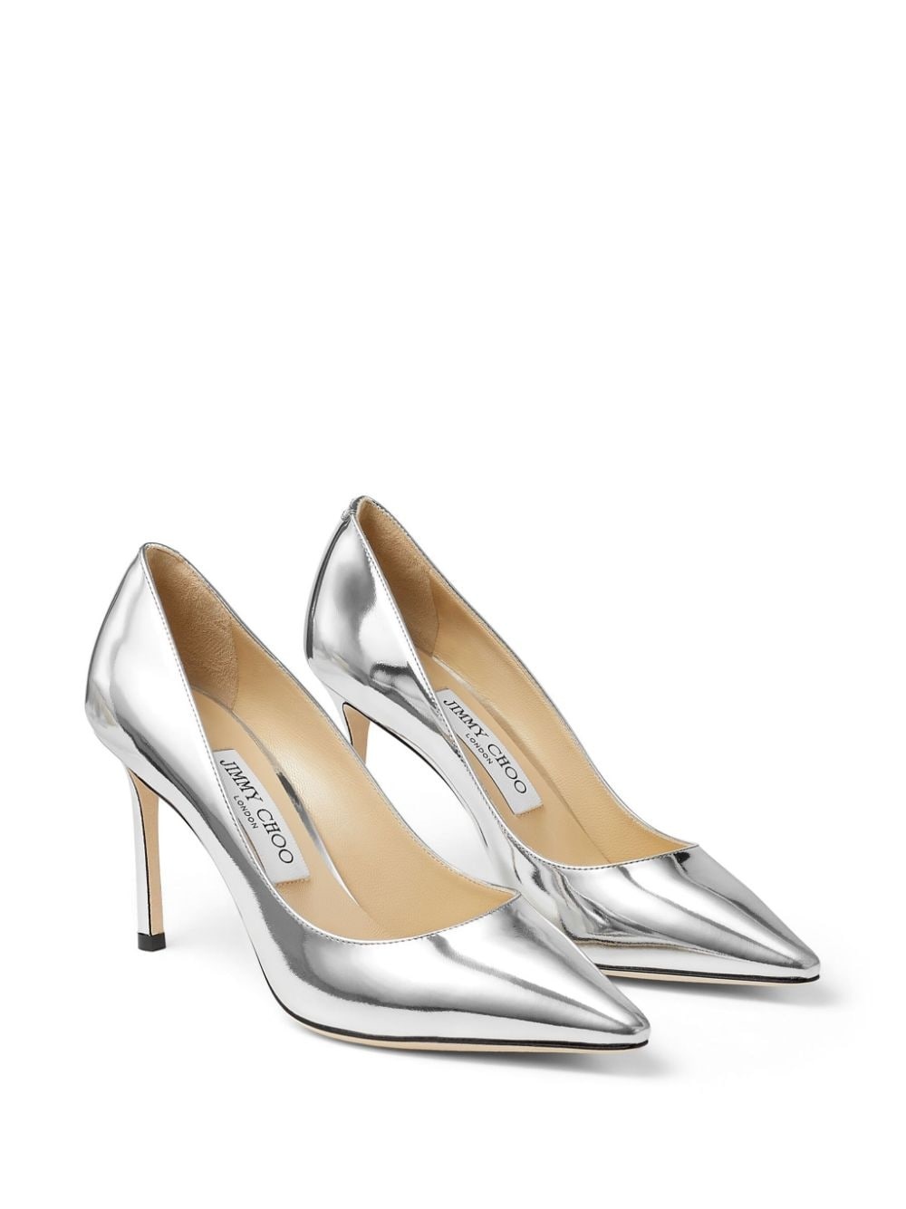 Romy 85mm mirrored leather pumps - 2