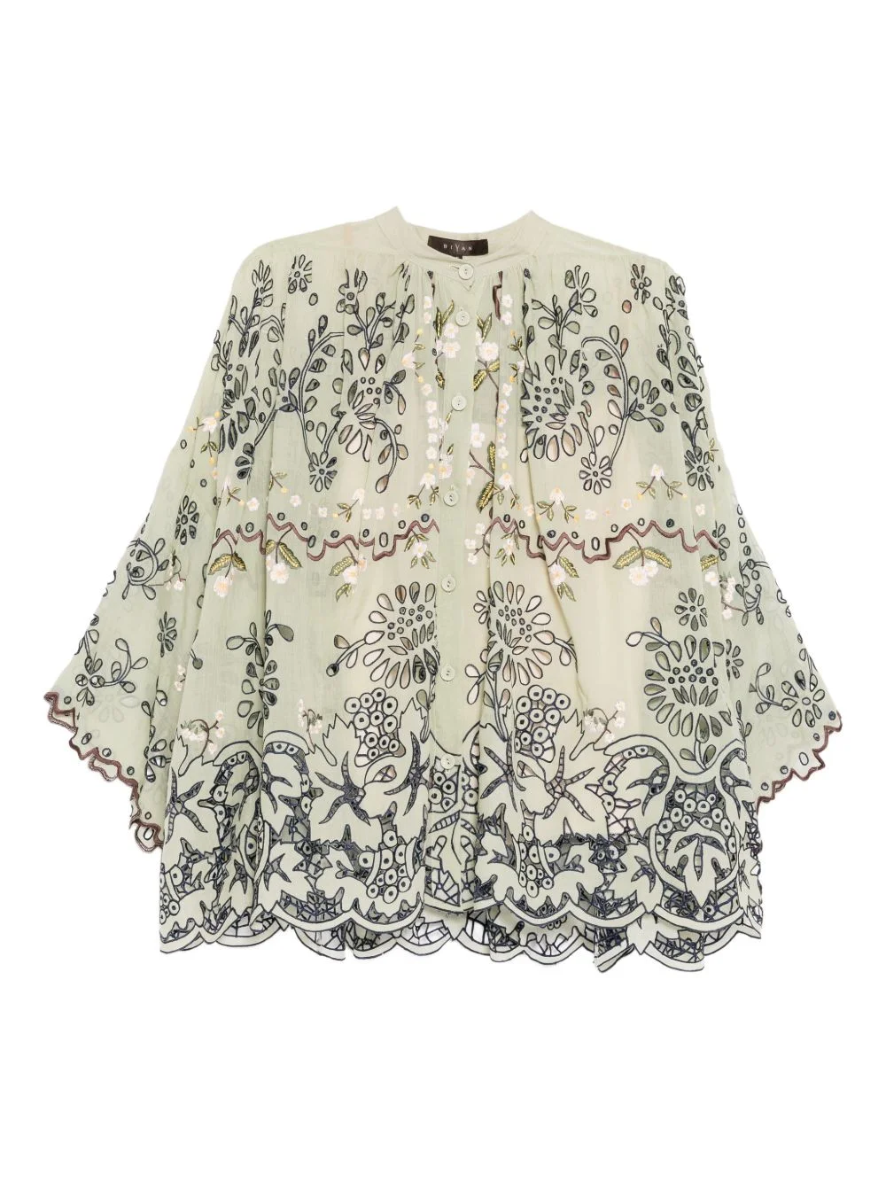 floral-embroidered shirt - 1
