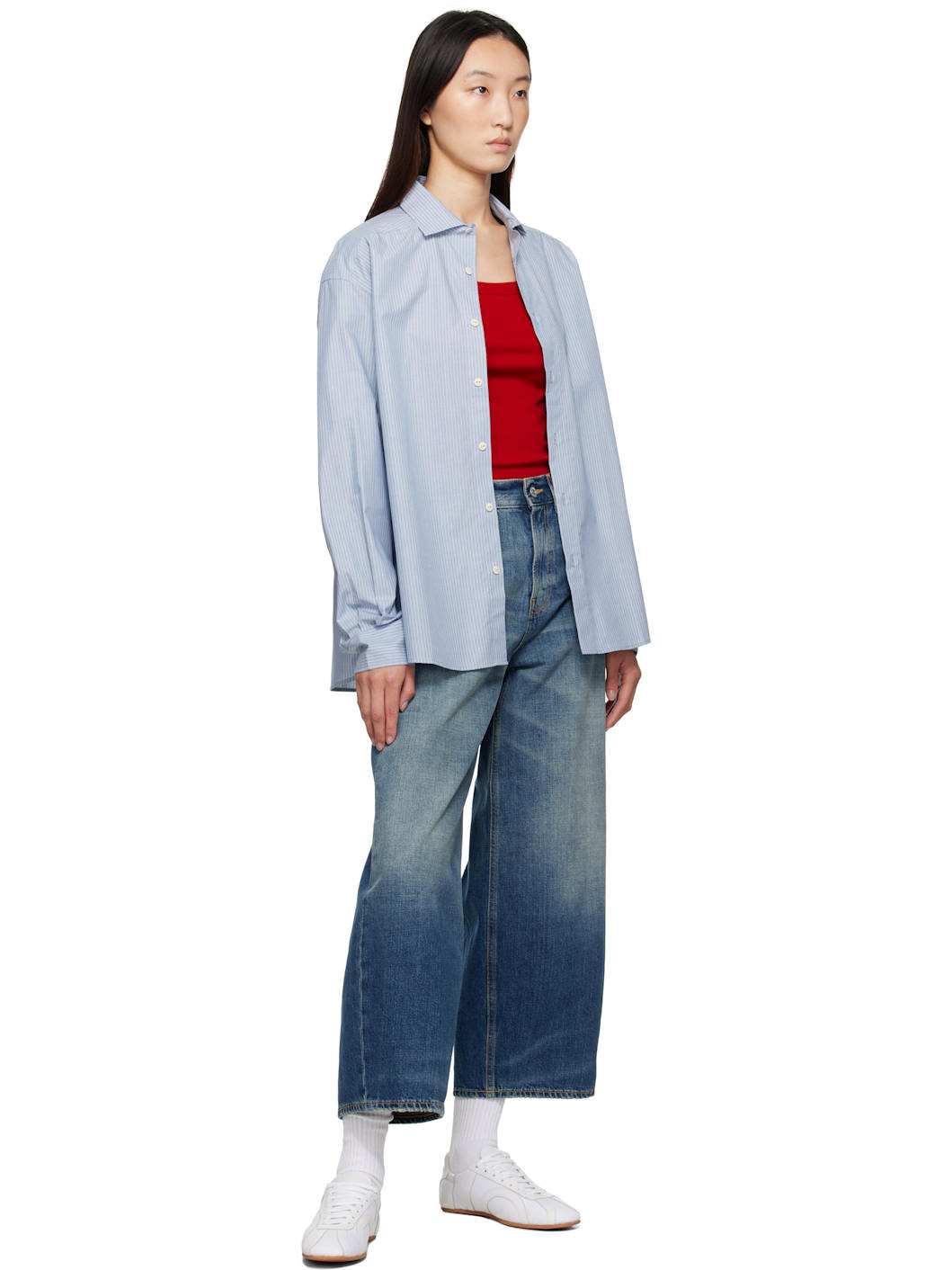 Blue Cropped Roomy Jeans - 4