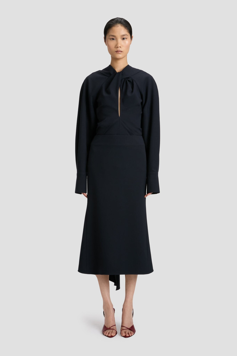 Victoria Beckham Twist Detail Top In Navy outlook