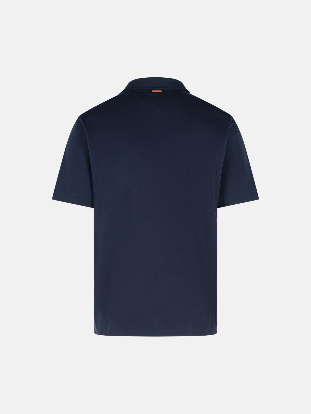 'PURE' BLUE COTTON POLO SHIRT - 3