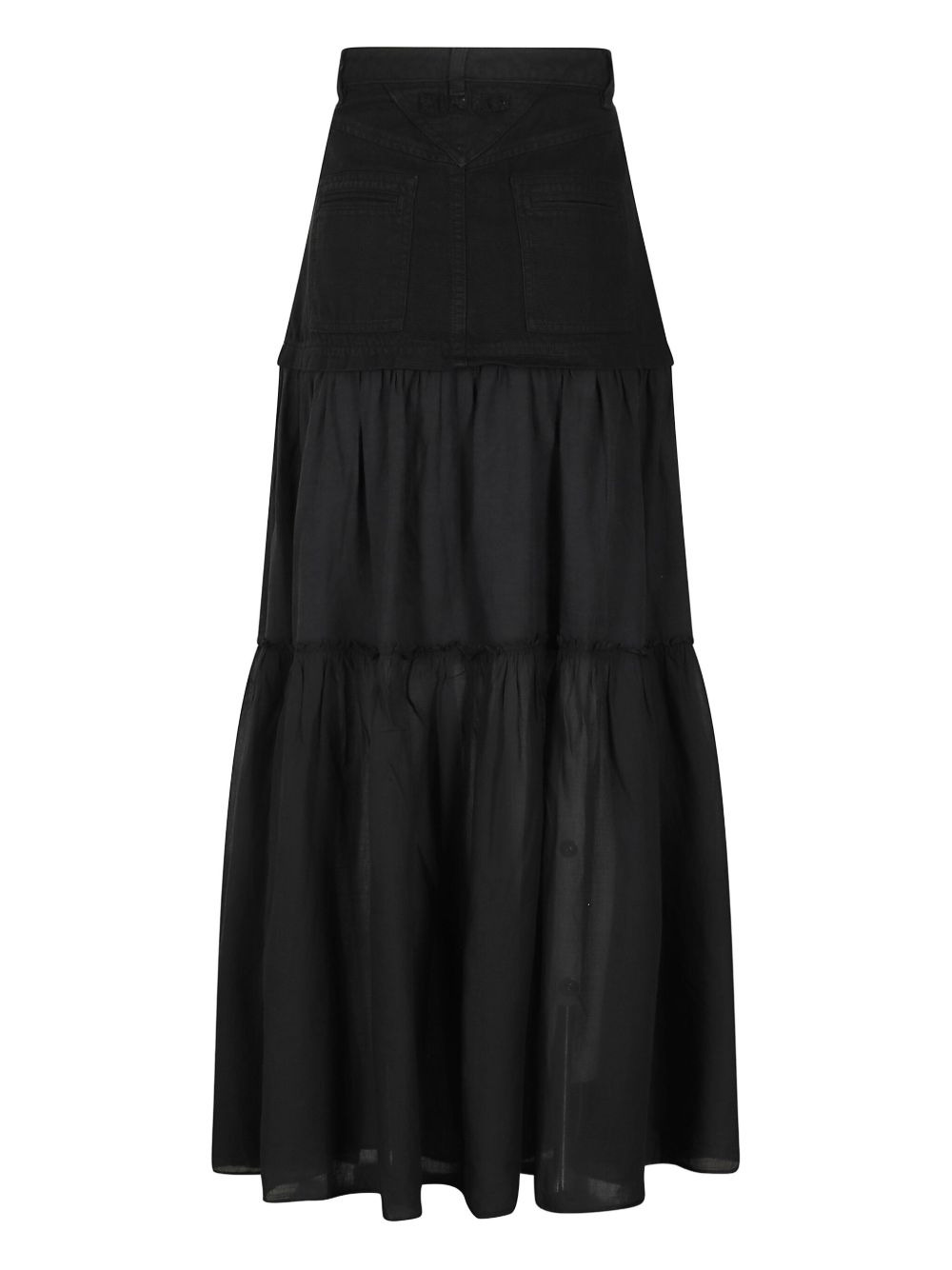 denim-panel tiered maxi skirt - 2