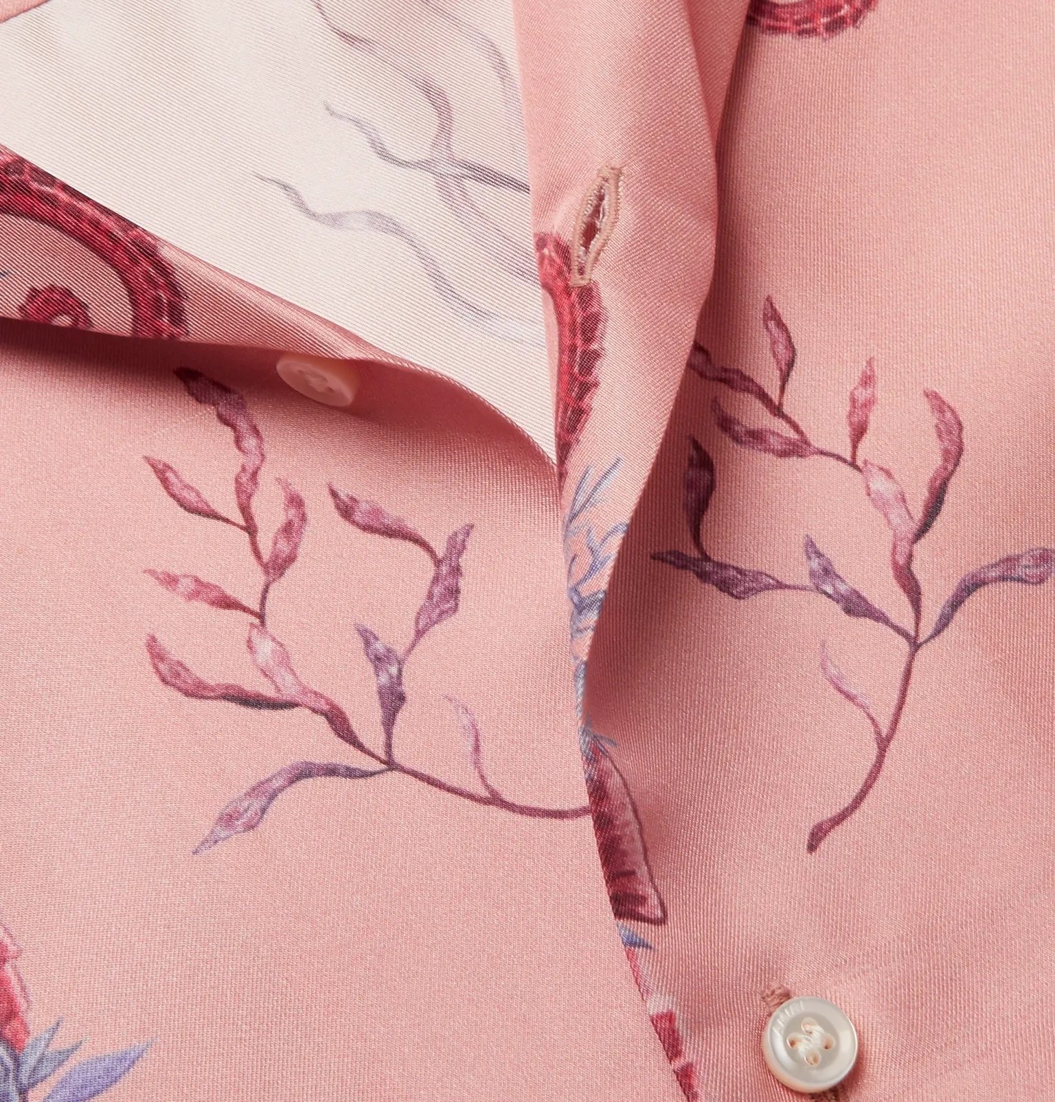 Camp-Collar Printed Silk-Twill Shirt - 5