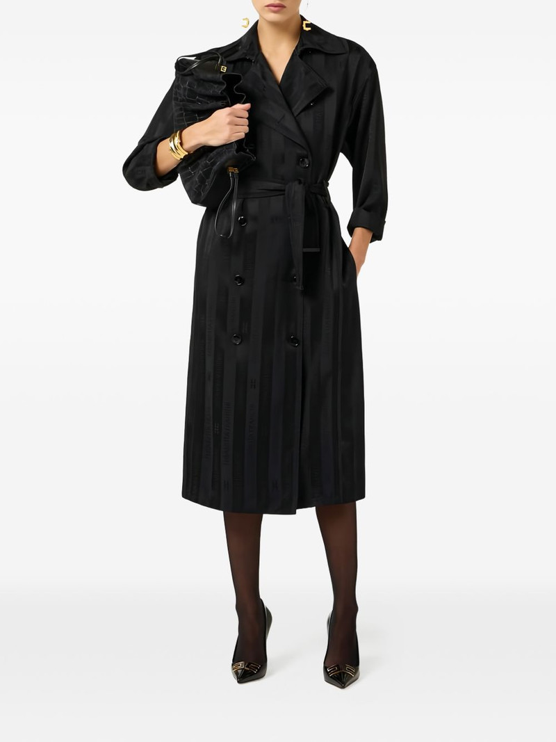 ELISABETTA FRANCHI double-breasted striped trench coat outlook