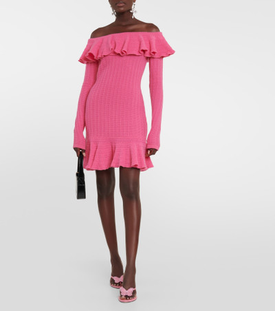 Blumarine Off-shoulder ruffled wool minidress outlook