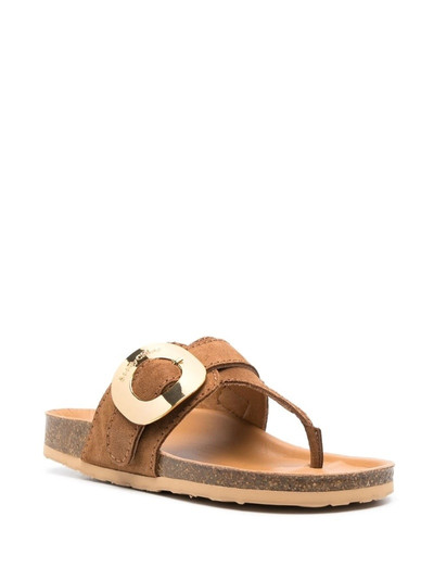 See by Chloé gold-tone plaque suede slides outlook