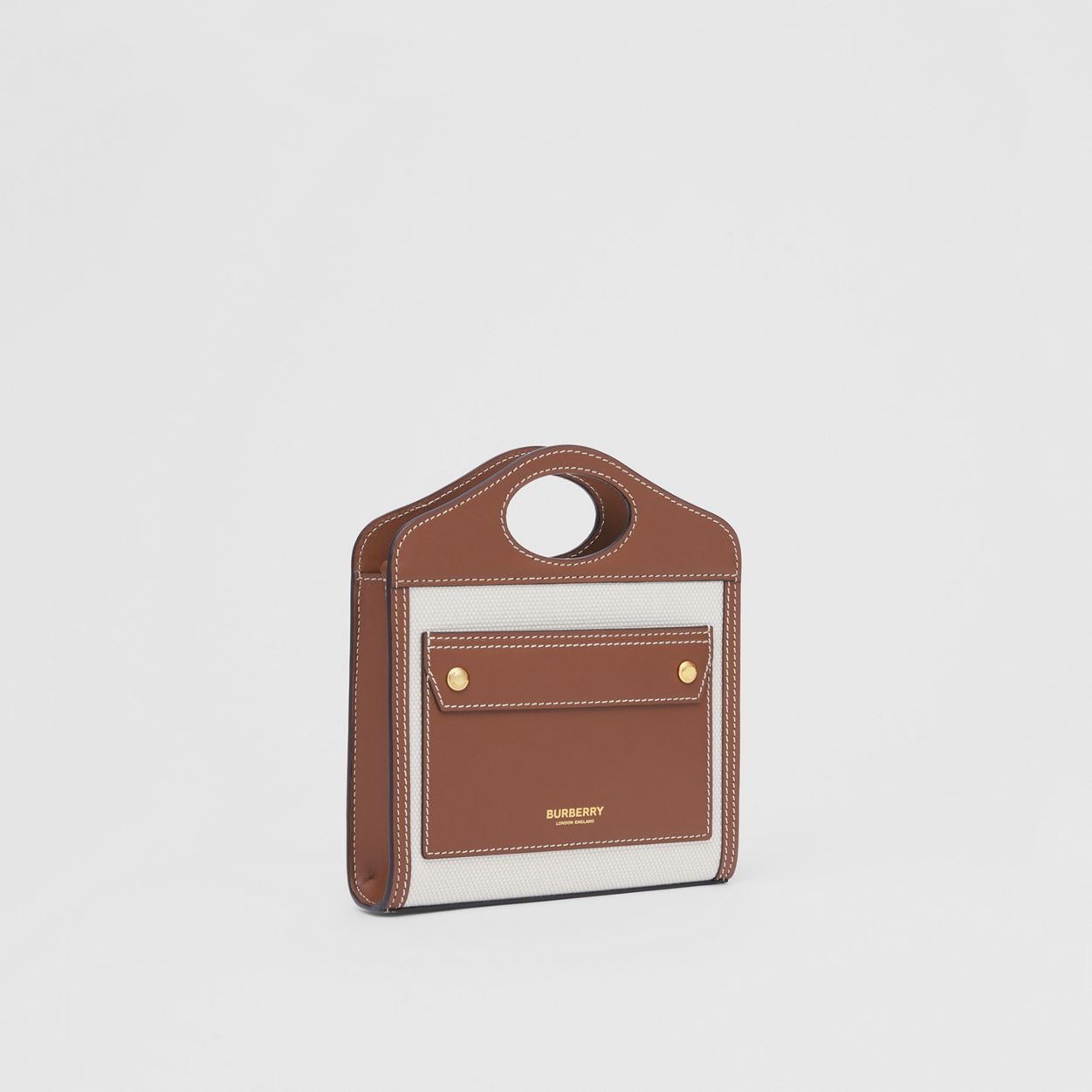 Micro Two-tone Canvas and Leather Pocket Bag - 7