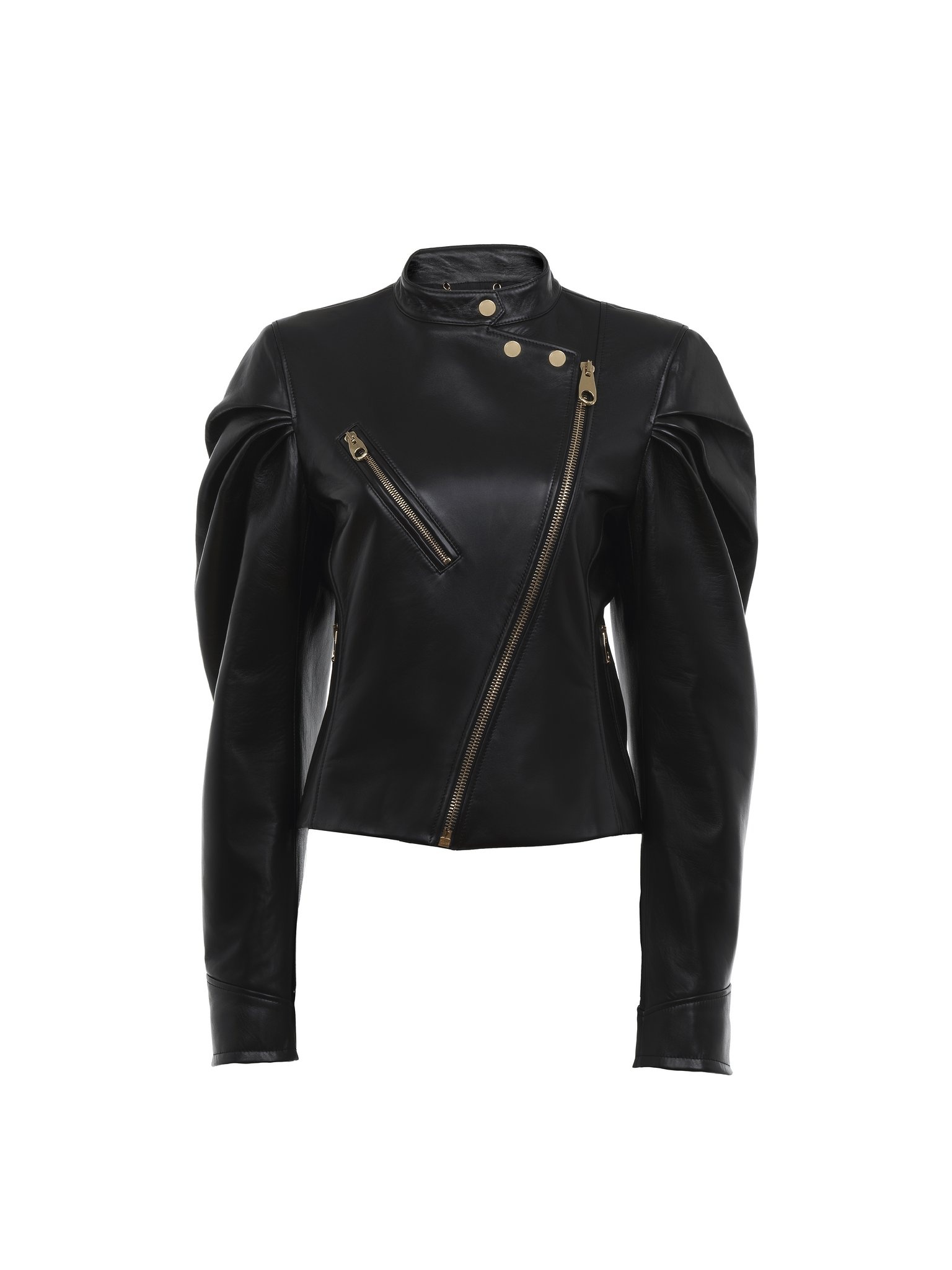 ASYMMETRICAL BIKER LEATHER JACKET - 1