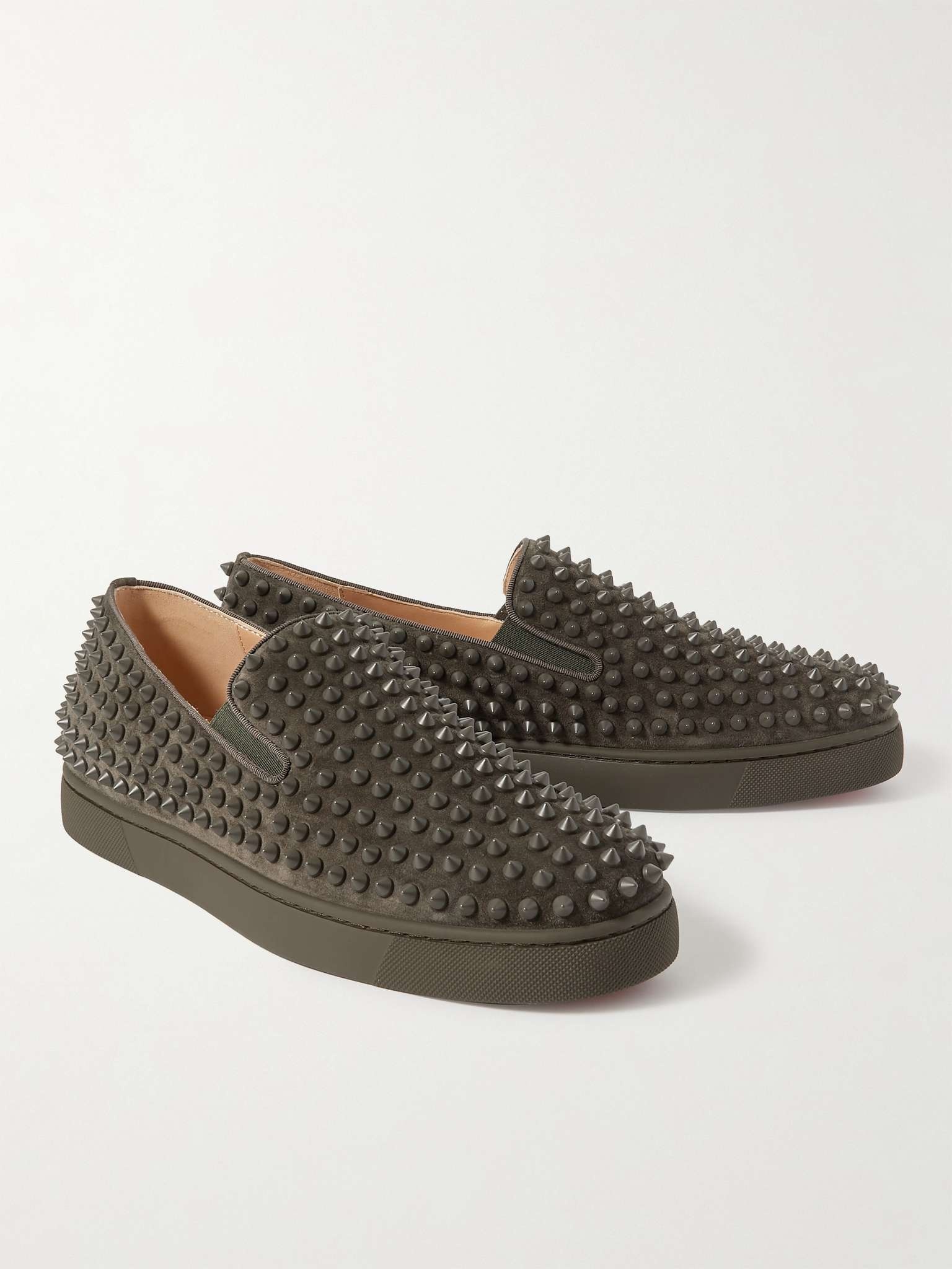 Roller-Boat Spiked Suede Slip-On Sneakers - 4