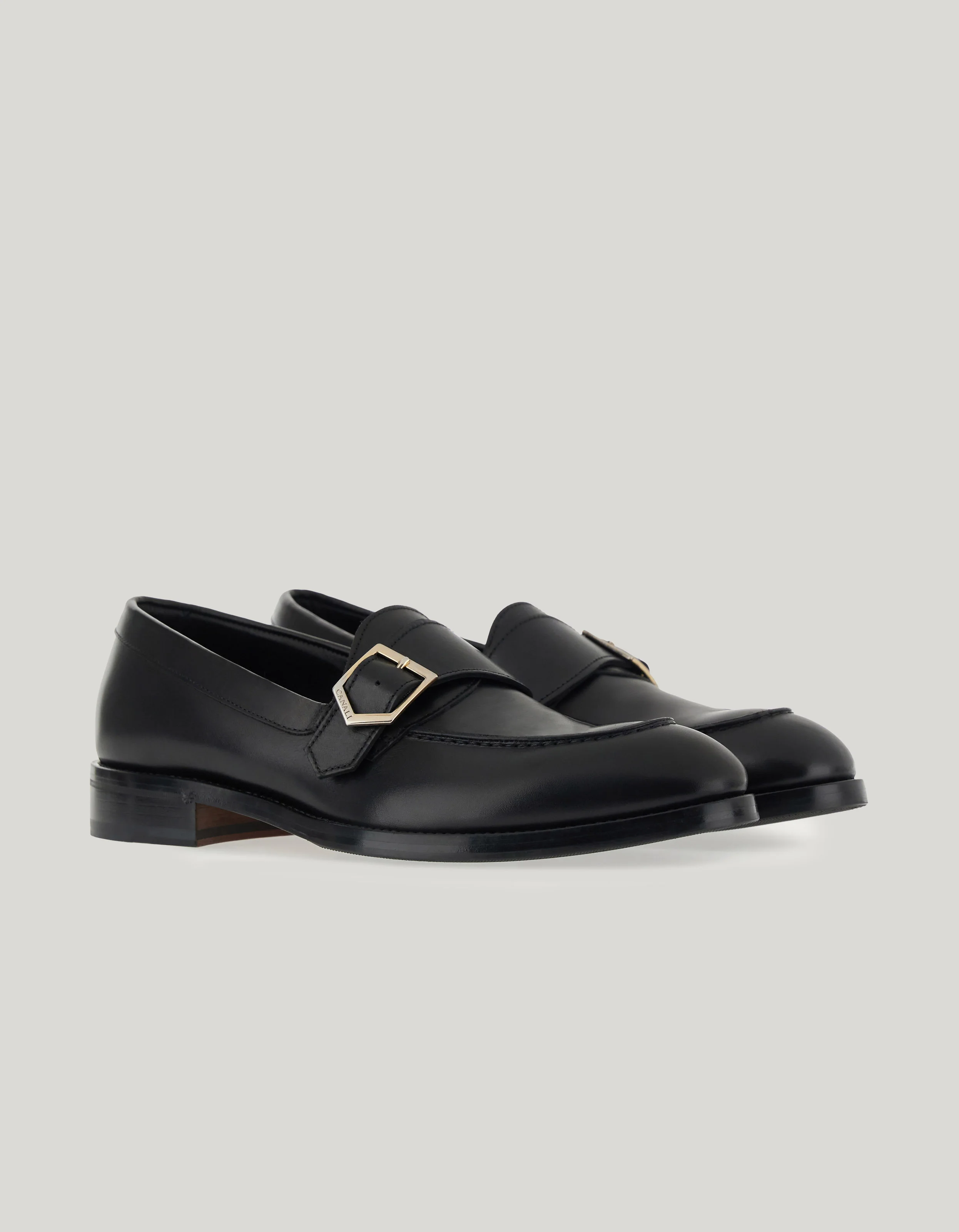 BLACK BUFFED CALFSKIN LOAFERS - 1