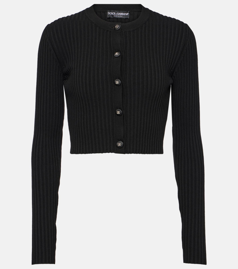 cropped ribbed-knit cardigan - 1
