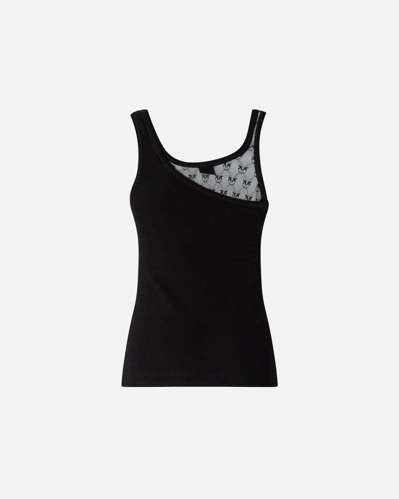 PINKO VEST TOP WITH LOVE BIRDS LOGO LACE outlook