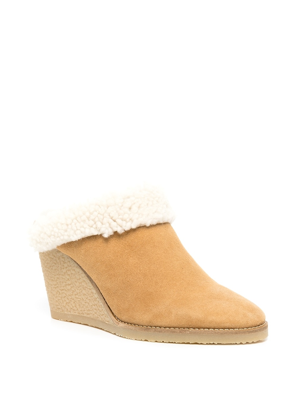 shearling wedge mules - 2