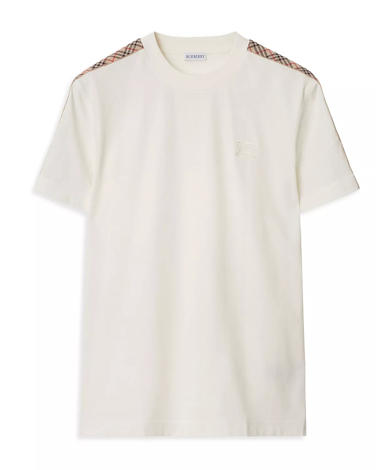 Check Trim Cotton Tee - 4