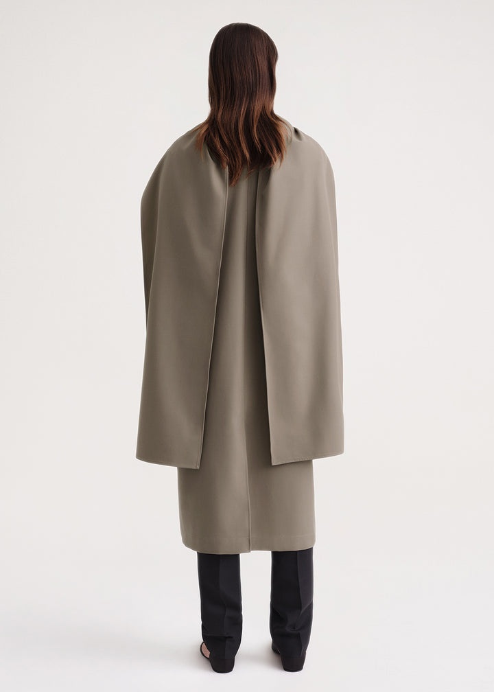 Double-breasted scarf trench dark taupe - 4