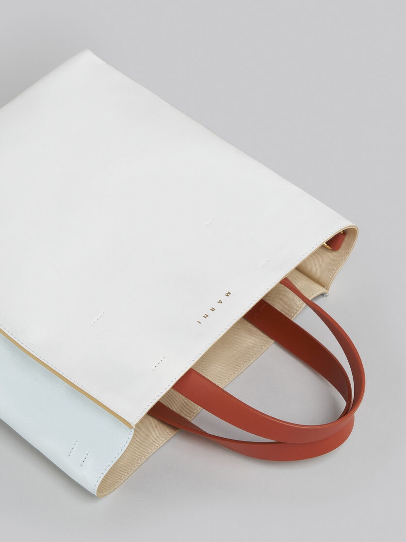 MUSEO SOFT SMALL BAG IN WHITE AND LIGHT BLUE LEATHER - 5