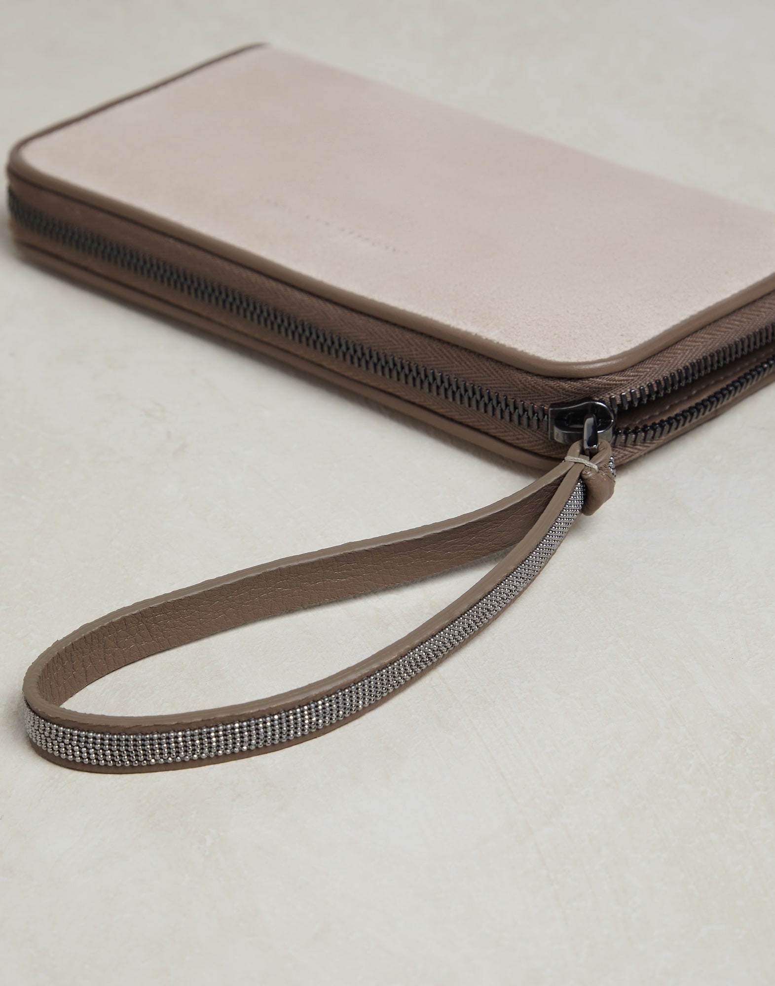 Suede wallet with precious zipper pull - 3
