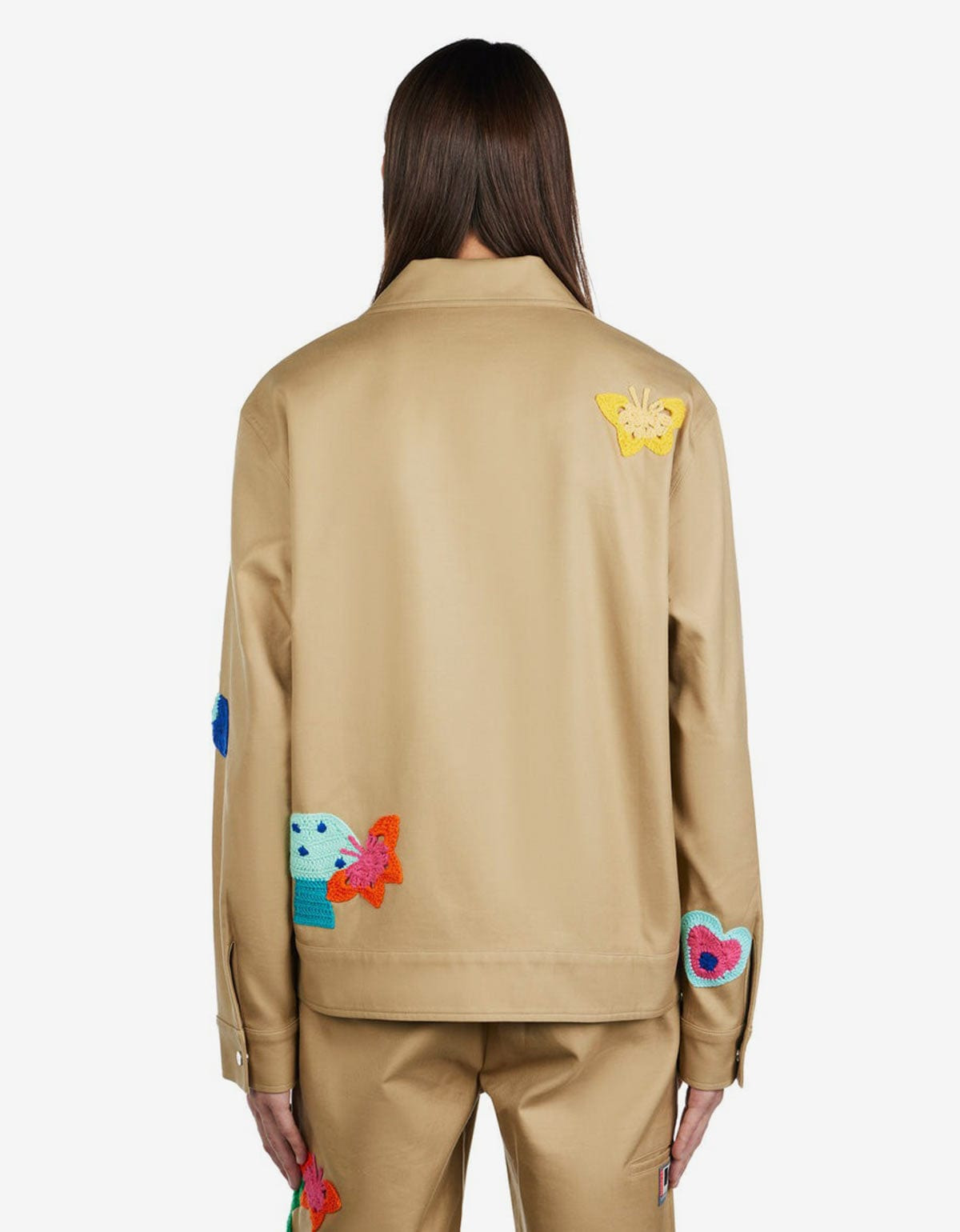 Nahmias Sand Crochet Patch Worker Jacket - 3