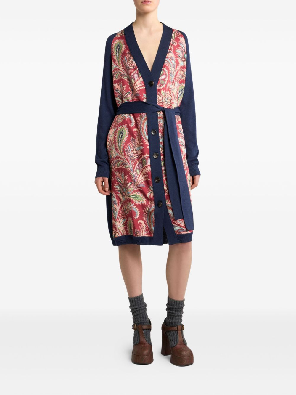 paisley-print silk-blend cardigan - 2