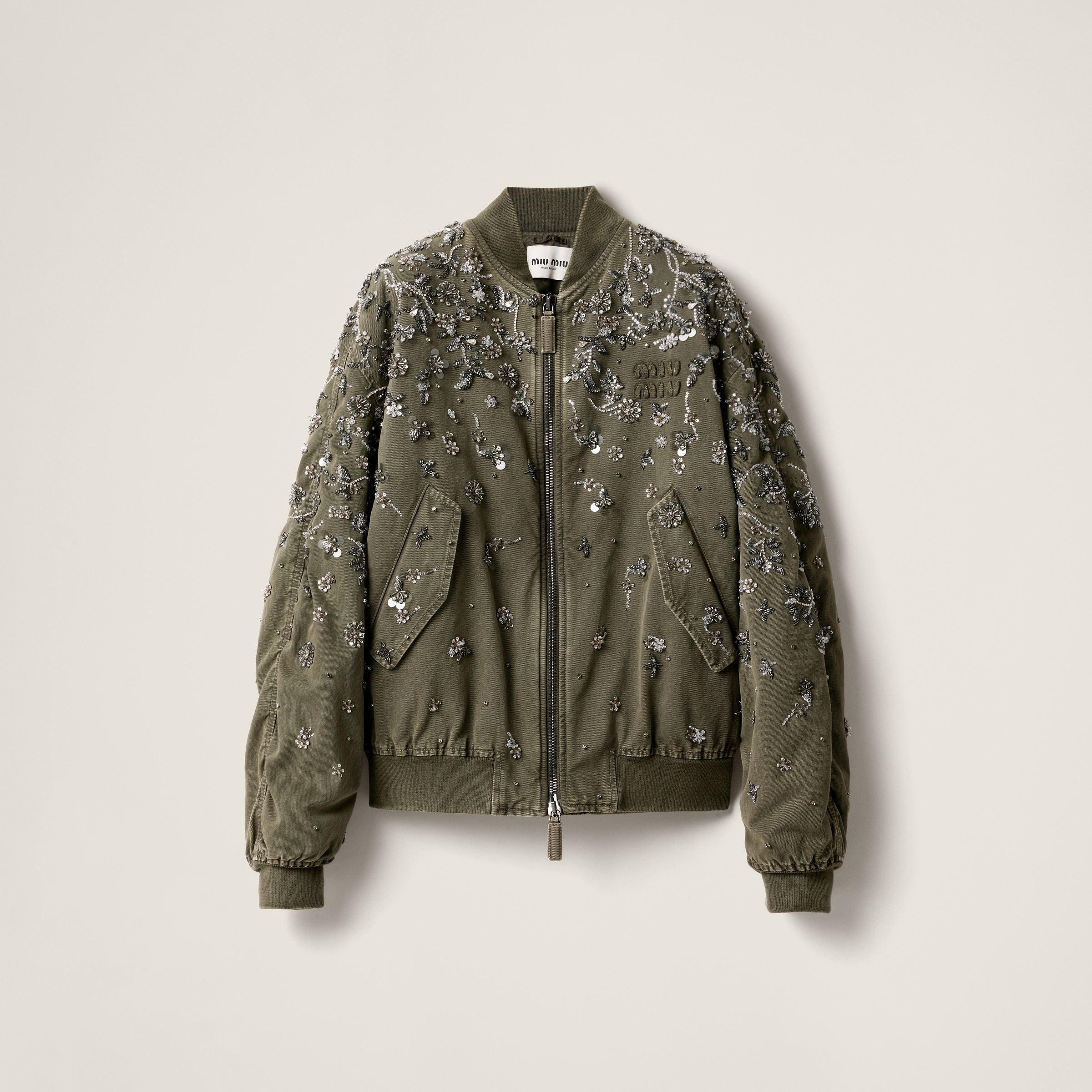 Garment-dyed gabardine bomber jacket - 1