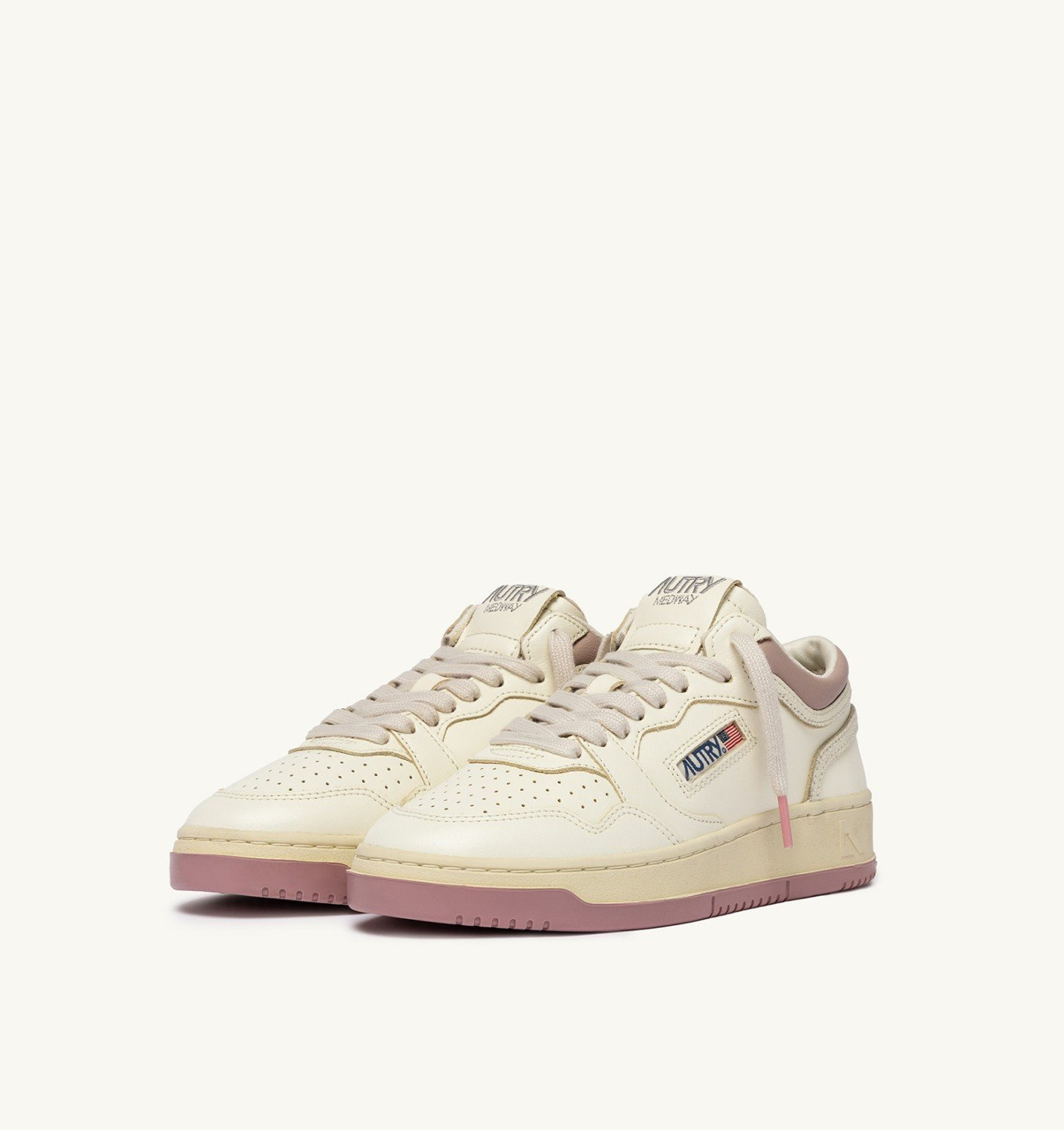 MED-WAY SNEAKERS IN LEATHER COLOR MARSHMALLOW AND ZEPHYR - 2