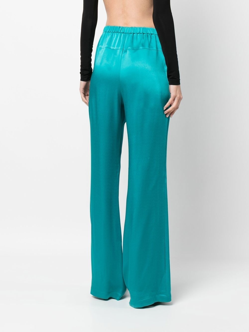high-waisted flared satin trousers - 4