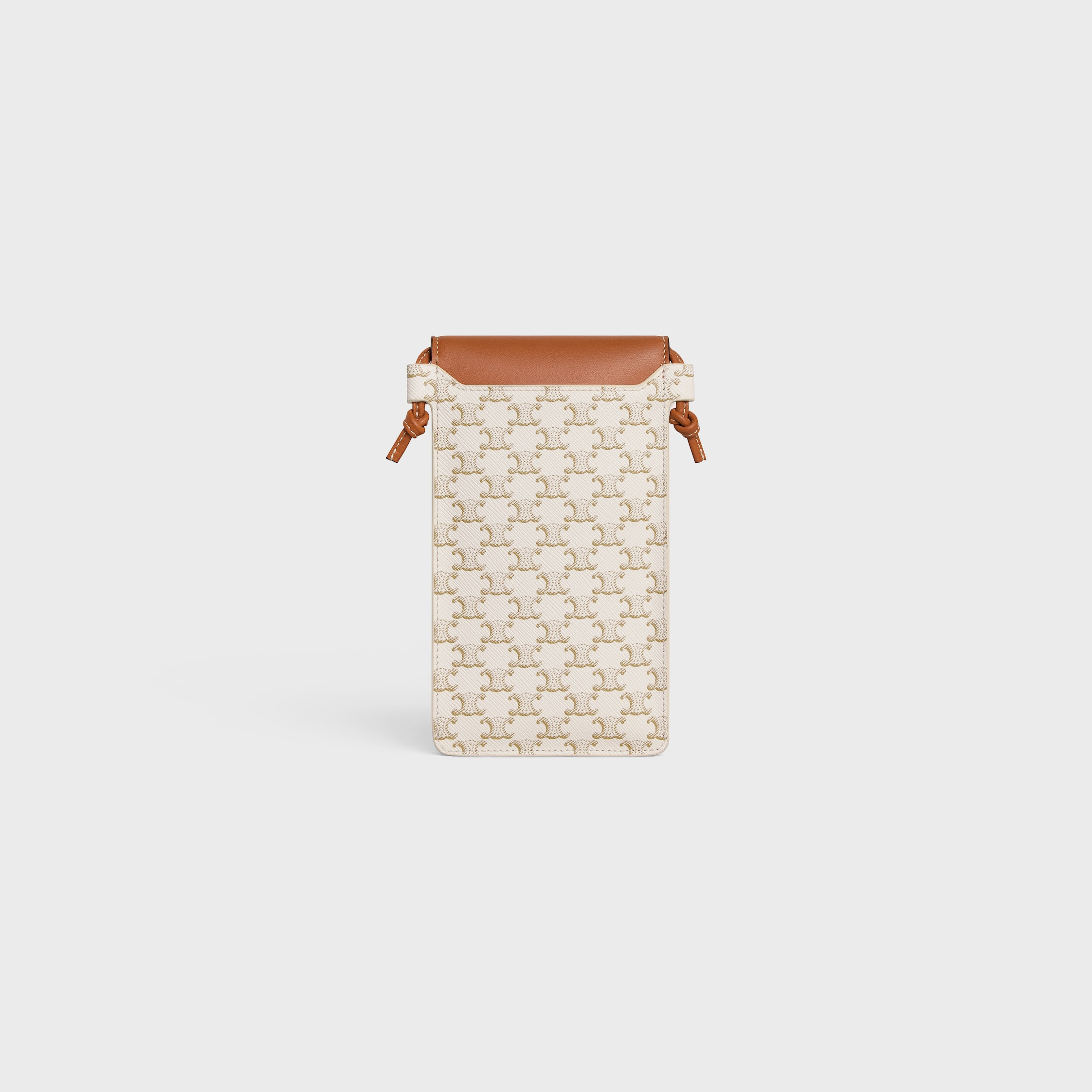 PHONE POUCH WITH FLAP in Triomphe Canvas and Lambskin - 3