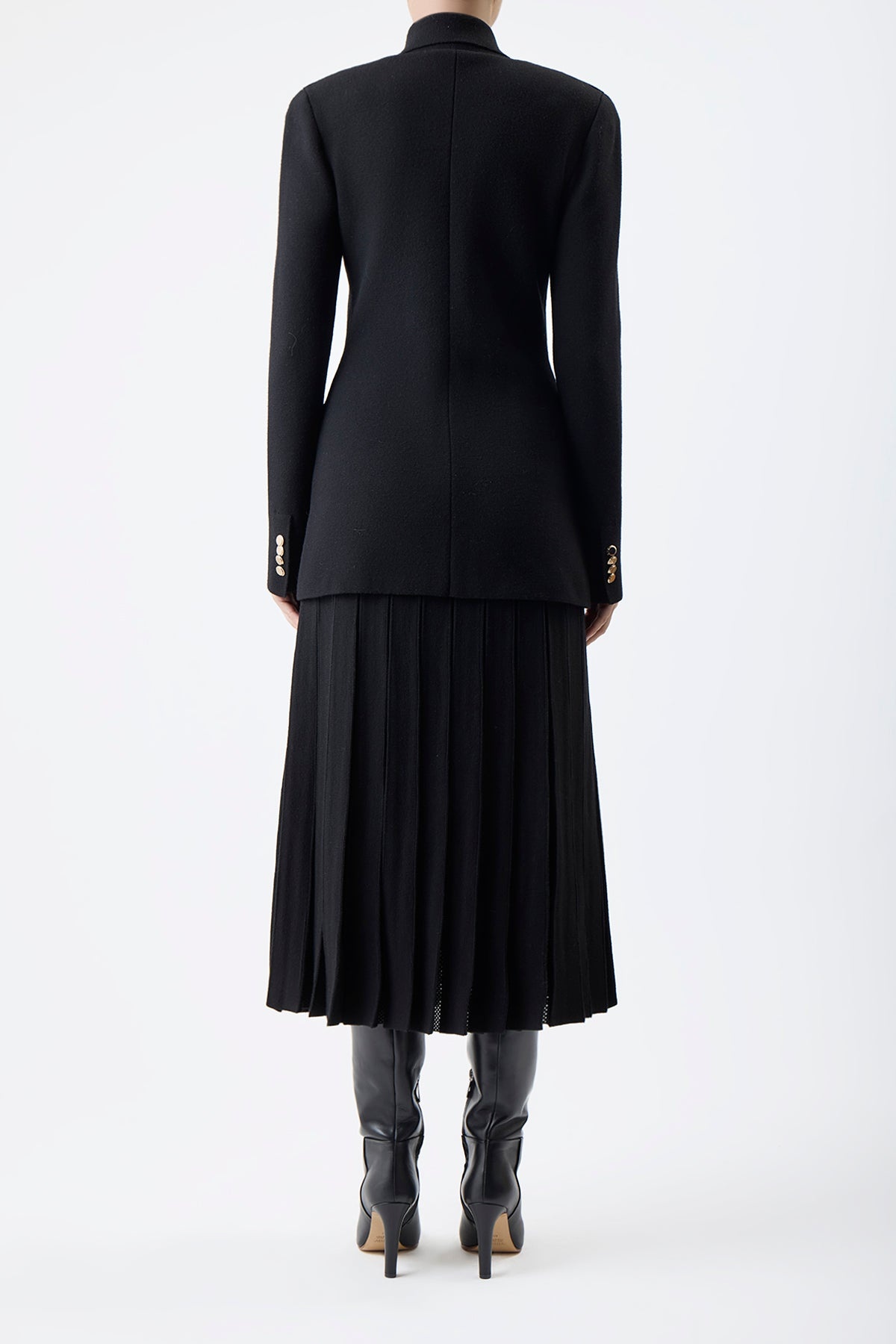 Del Pleated Skirt in Black Wool - 4