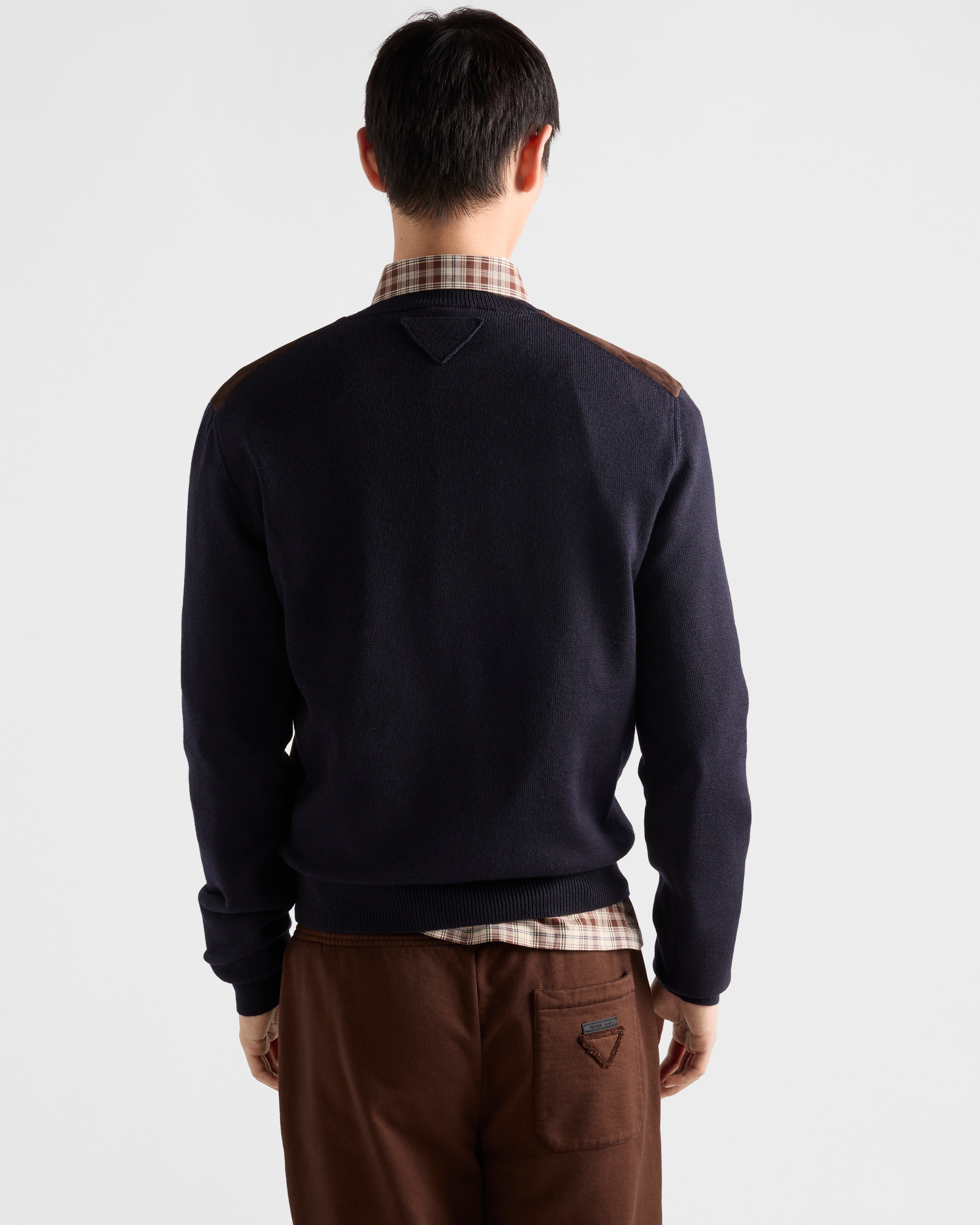 Superfine wool and suede sweater - 5