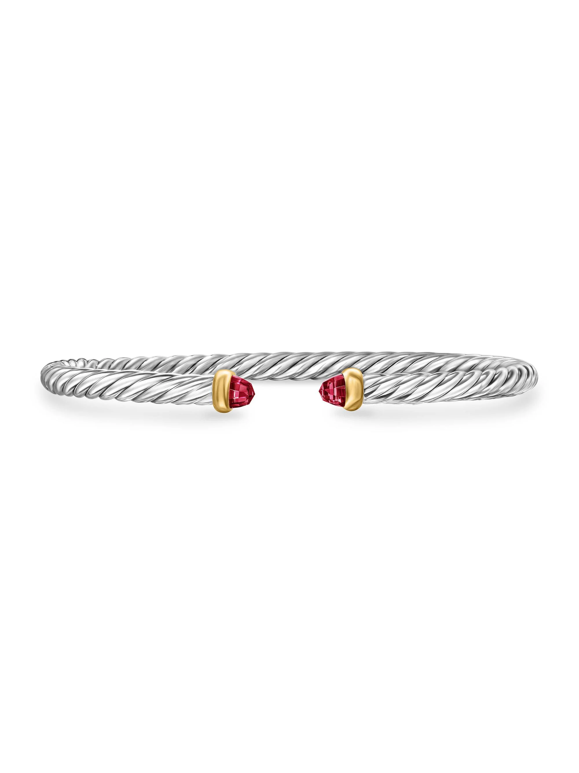 Women's Cable Flex Bracelet in Sterling Silver - Rhodolite Garnet - 1