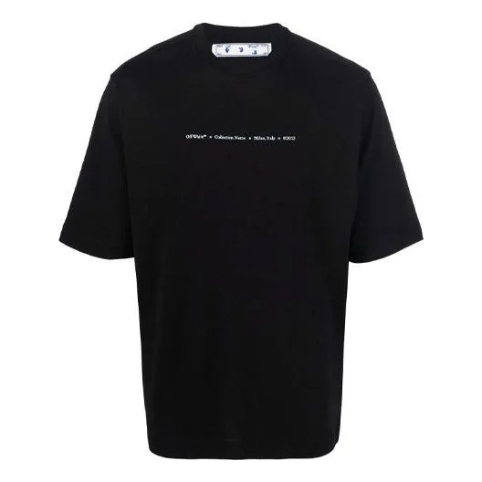 오프 화이트 FW21 로고 둥근 목 짧은 소매 호리호리한 적합 버전 검정 OMAA119F21JER0231084 - 1