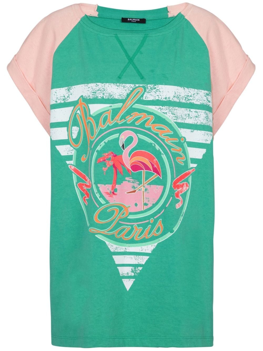 flamingo-print cotton T-shirt - 1