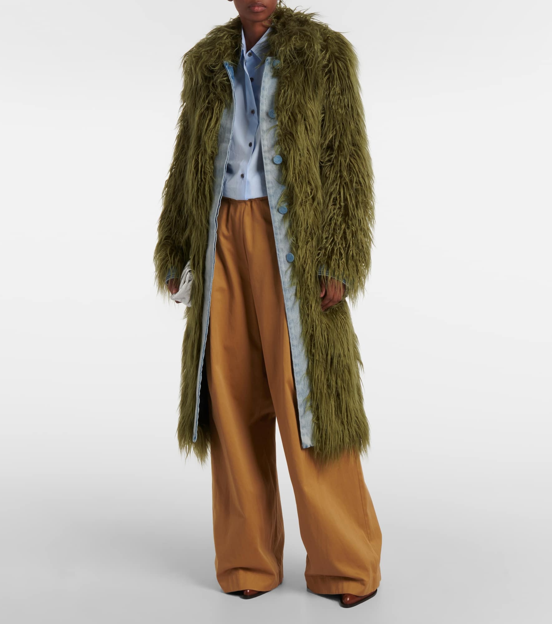 Rangel faux fur-trimmed denim coat - 2