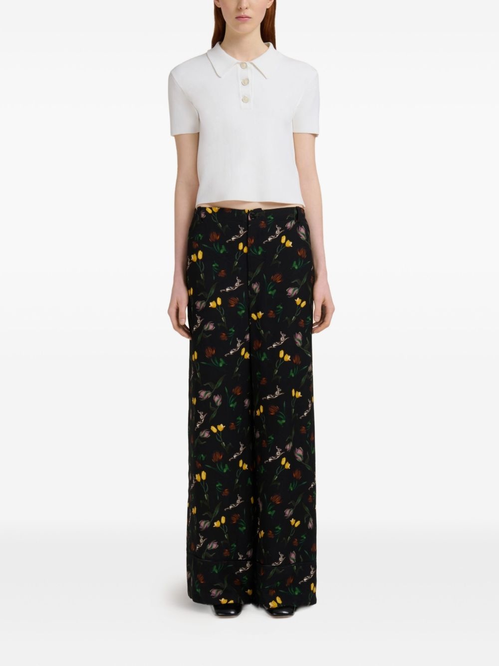floral-print wide-leg trousers - 2