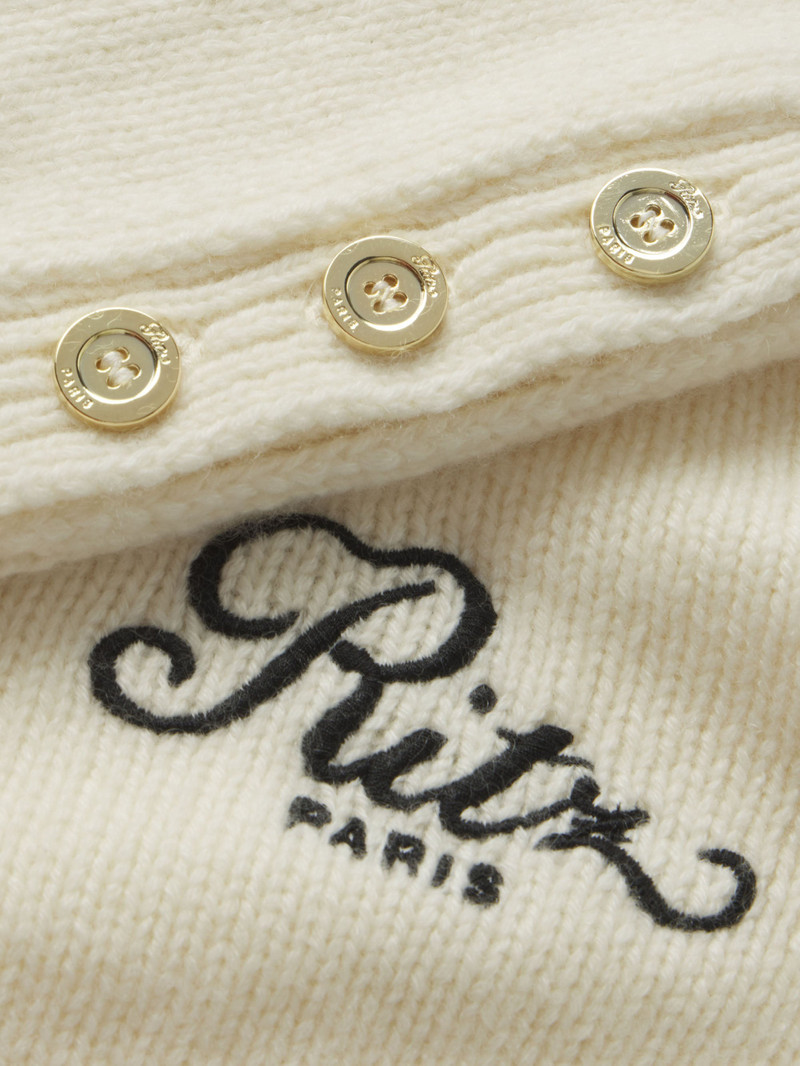 FRAME Ritz Button Detail Sweater in Cream outlook