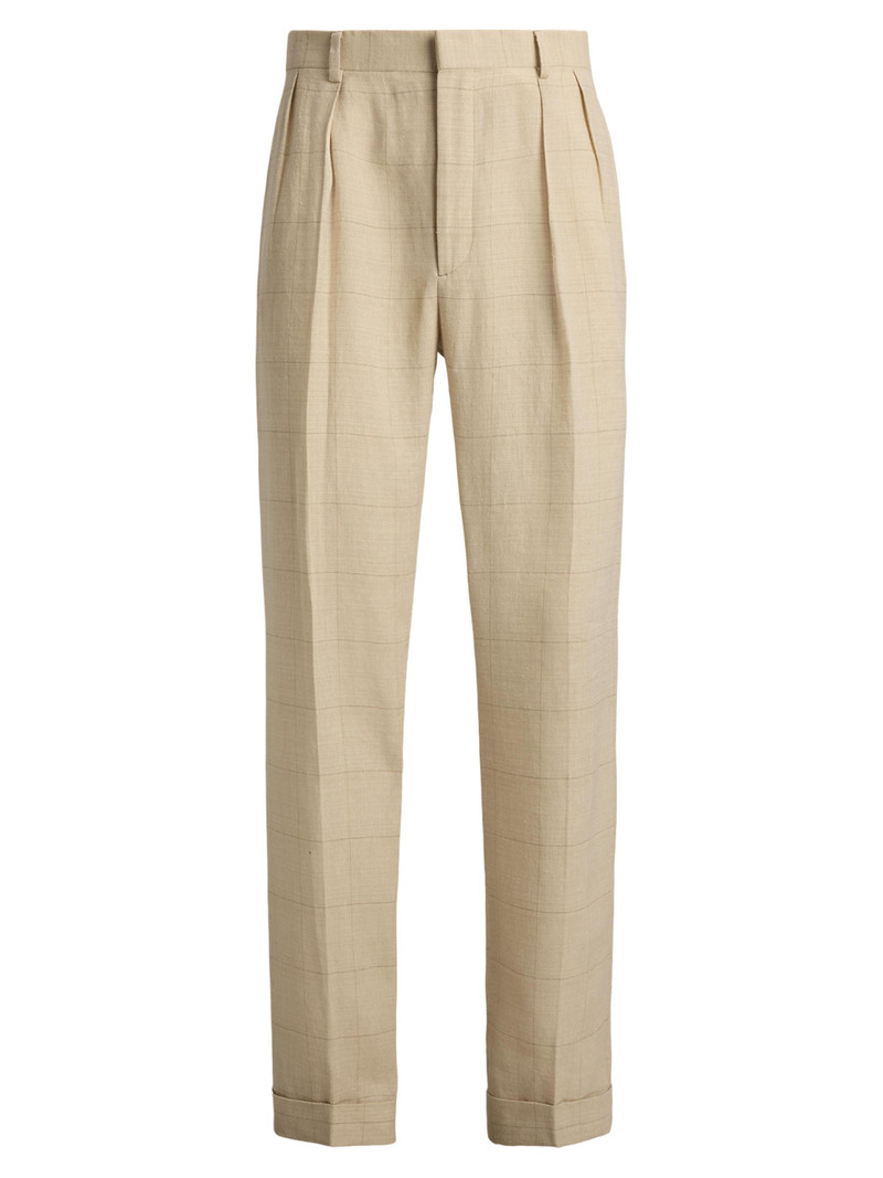 Men's Glenn Hand-Tailored Windowpane Trousers - Classic Tan 1