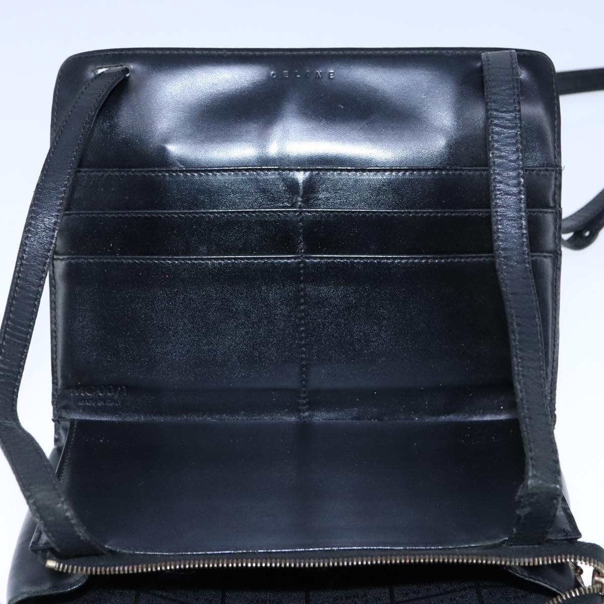 CELINE Macadam Canvas Shoulder Bag Pvc Leather Black - 11