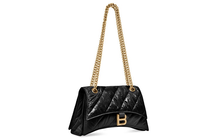 (WMNS) Balenciaga Crush Small Chain Bag Quilted 'Black' 716351210J11000 - 2