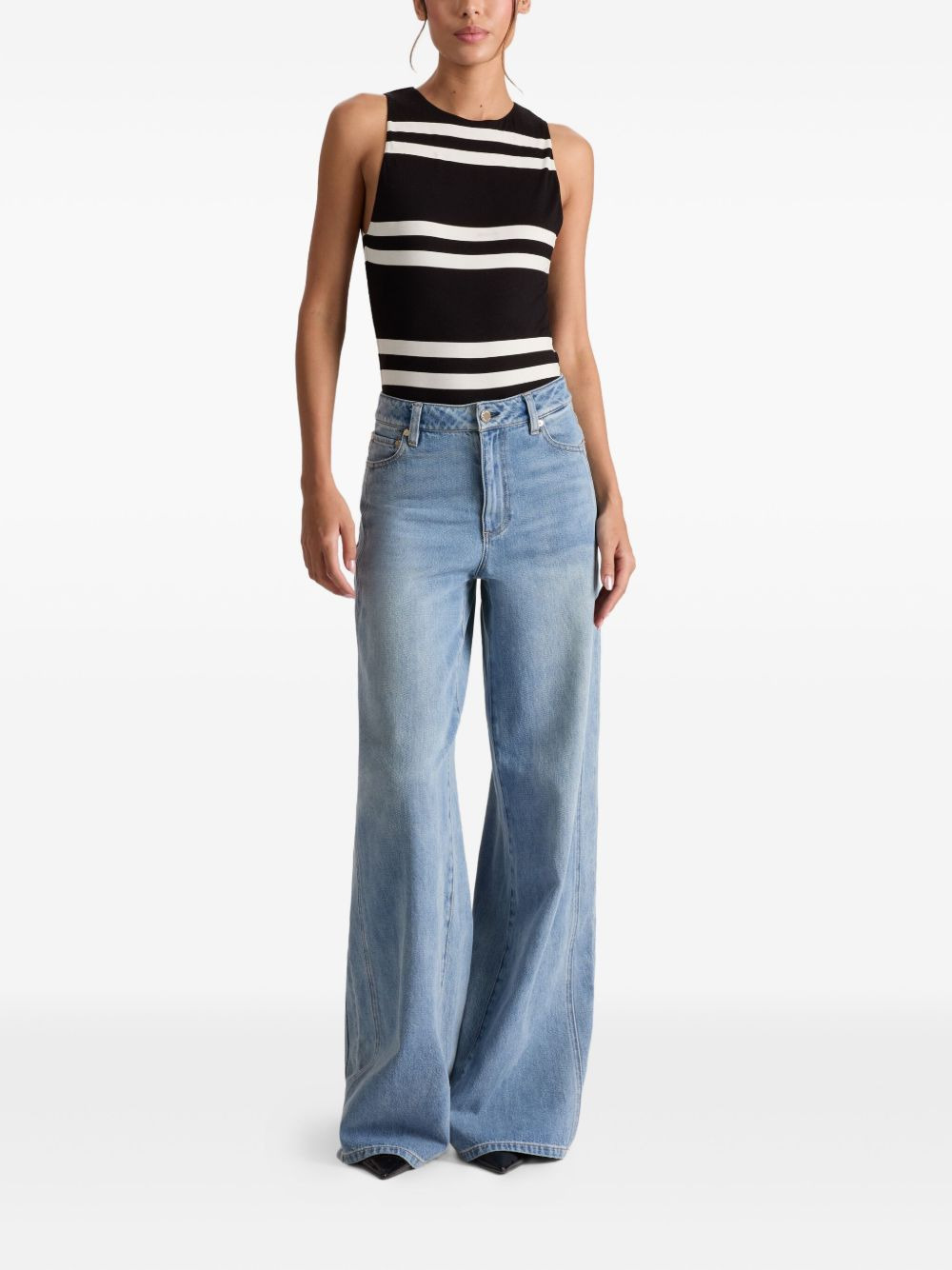 stripe sleeveless bodysuit - 2