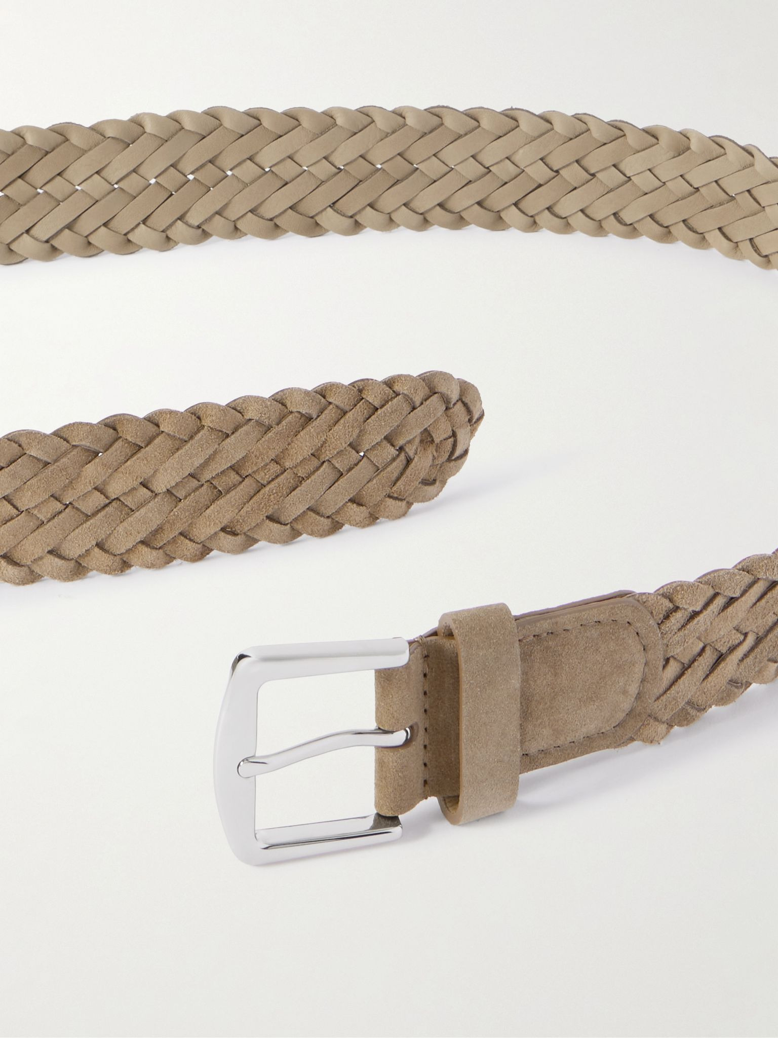 4cm Woven Suede Belt Brown - 2