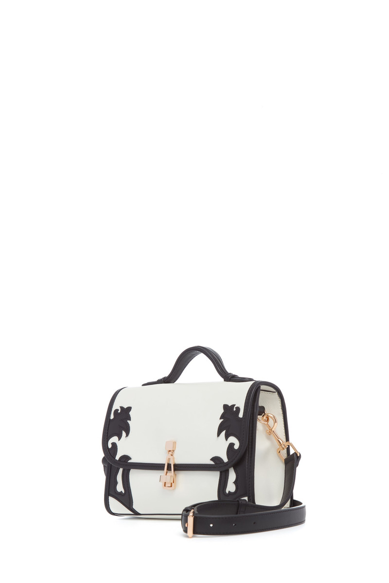 GABRIELA HEARST Small Leonora Western Flap Bag in Black & Ivory Leather outlook