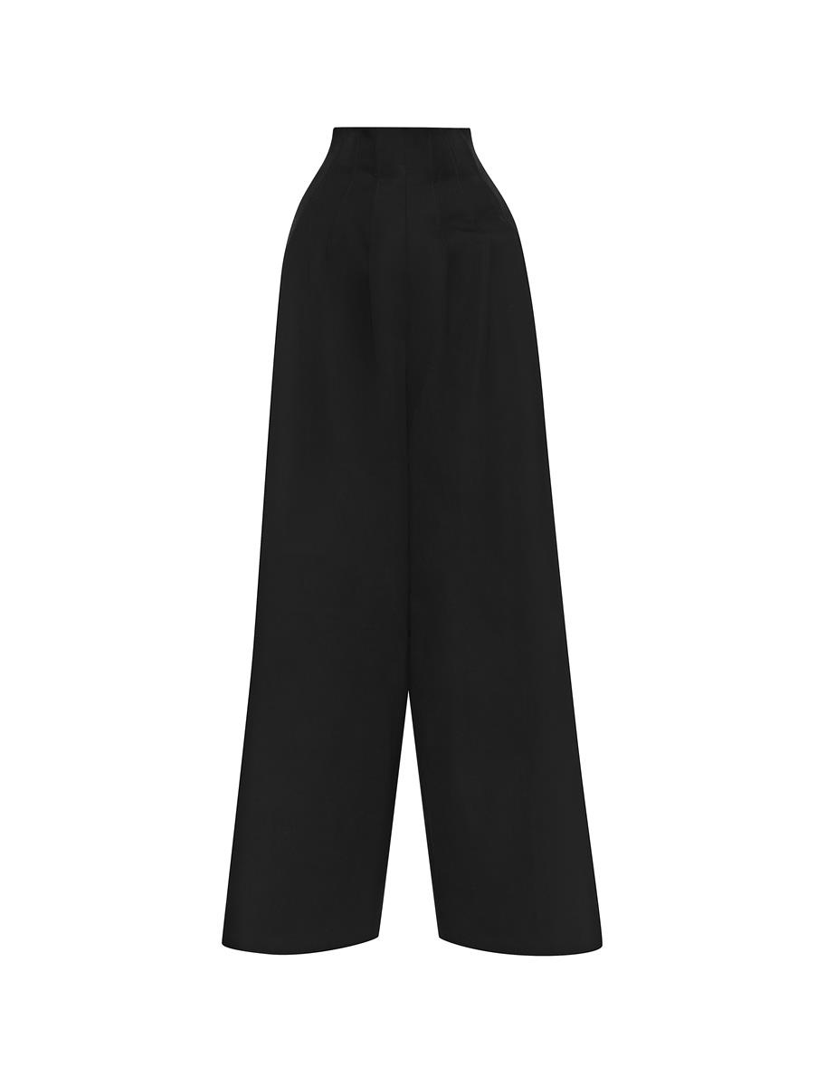 HIGH WAIST GRAIN DU POUDRE WIDE LEG PANT - 5