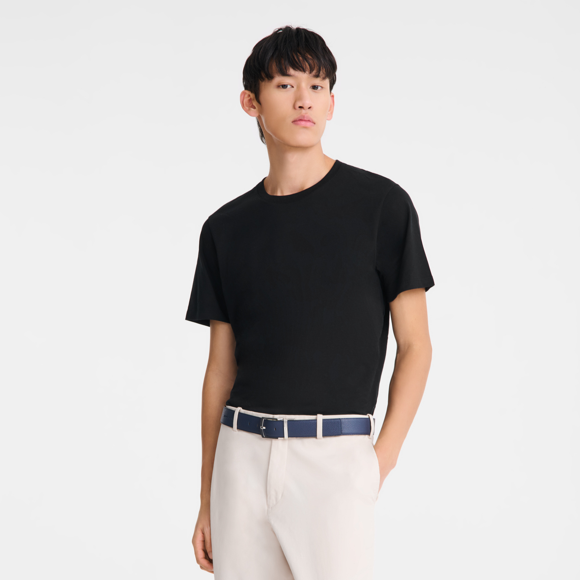 Le Foulonné Men's belt Navy/Black - Leather - 3