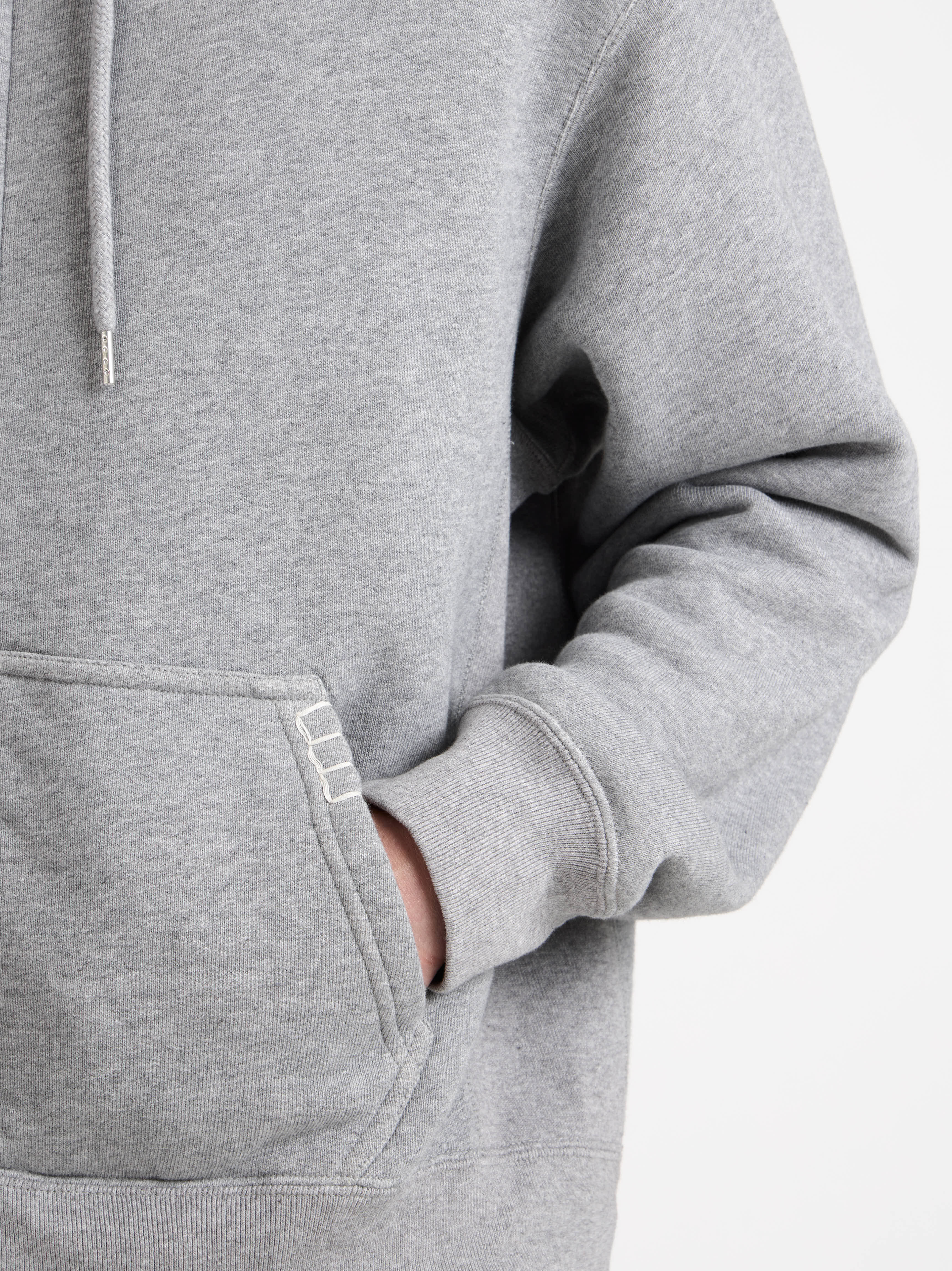 FRONT ZIP HOODIE IN MID GREY MELANGE - 4